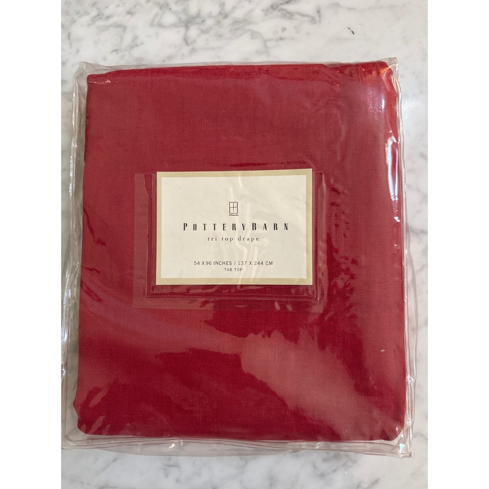 Pottery Barn Red Tri Top Drape 54x96 Linen Cotton Blend Single Panel Tab Top